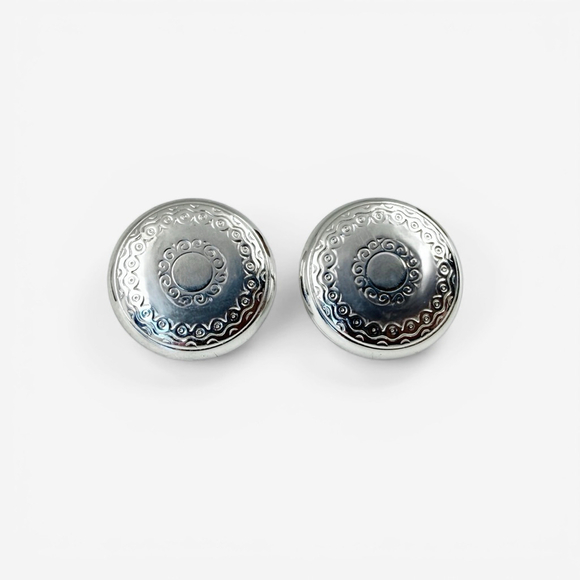 Vintage Jewelry - Vintage Coro Silver Tone Button Earrings Signed Mid Century Screwback 50s Domed